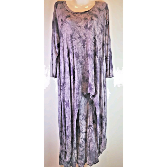 rae mode Dresses & Skirts - Rae Mode Mineral Wash Gray Jersey Knit High Low Waterfall Mullet Maxi Dress